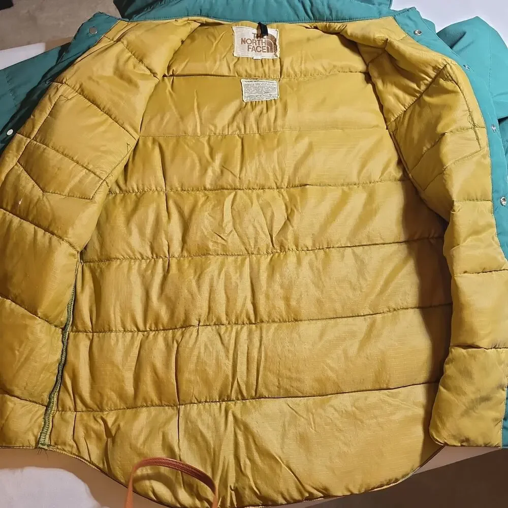 Vintage 70s 80s The North Face Quilted Puffer Green Jacket Brown Label Men's M